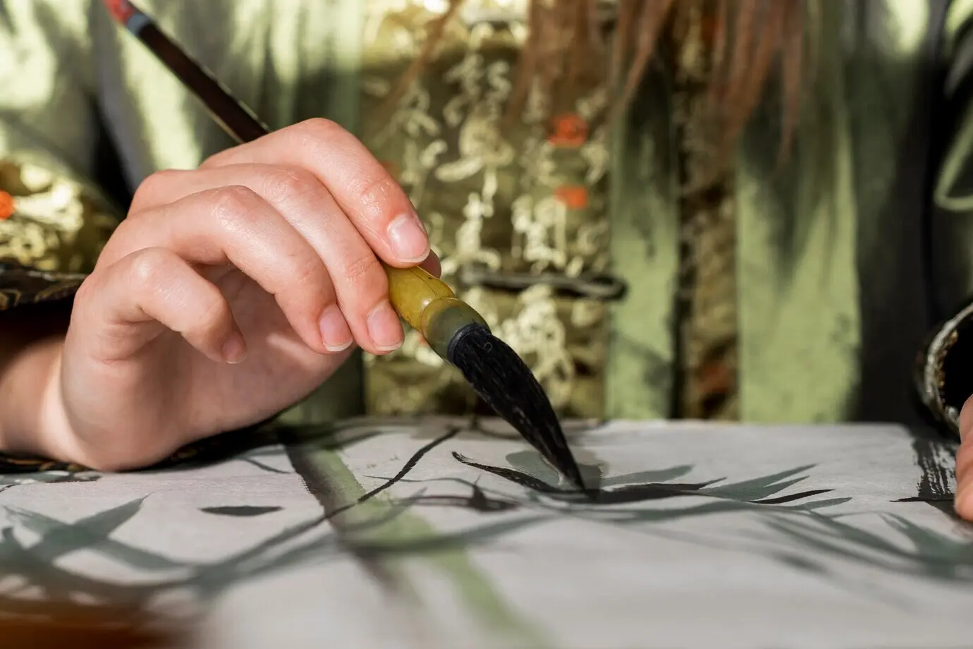 Крупный план концепта китайской туши.